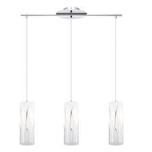 Eglo US Stocking 92741A - 3 LT Linear Pendant w/ Chrome Finish & White w/ Chrome Accents Glass Shades