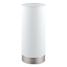 Eglo US Stocking 95118A - 1 LT Table Lamp w/ Matte Nickel Finish & White Fabric Shade