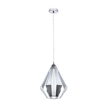 Eglo US Stocking 95532A - 1 LT Pendant w/ Chrome Finish & White Glass Surrounded by a Chrome Geomteric Shade