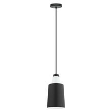 Eglo US Stocking 96801A - 1 LT Mini Pendant w/ a Black  w/ White Interior Shade Surrounding White Glass
