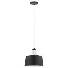 Eglo US Stocking 96802A - 1 LT  Pendant w/ Black w/ White Interior Metal Shade Surrounding White Glass