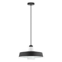 Eglo US Stocking 96803A - 1 LT Pendant w/ a Black & White Metal Shade Surrounding  White Glass