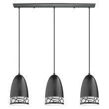 Eglo US Stocking 97444A - 3 LT Linear Pendant w/ Black Finish & Black w/ White Interior Metal Shades