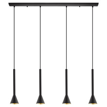 Eglo US Stocking 97605A - 4 LT Linear Pendant w/ Black Finish & Black w/ Gold Interior Shades