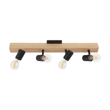 Eglo US Stocking 98114A - 4 LT Open Bulb Track Light w/ a Natural Wood & Black Finish