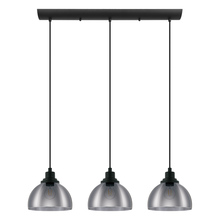 Eglo US Stocking 98384A - 3 LT Linear Pendant w/ Black Finish & Metallic Smoked Glass Shades