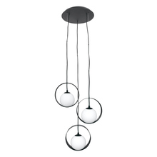 Eglo US Stocking 98441A - 3 LT Cascade Pendant w/ Black Finish & White Glass Shades
