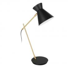 Eglo US Stocking 98864A - 1 LT Table Lamp w/ Black & Brushed Brass Finish & Black & White Shade