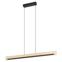Eglo US Stocking 99293A - 1 LT Integrated LED Linear Pendant Black & Wood Finish w/ White Diffuser
