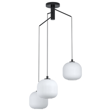 Eglo US Stocking 99368A - 3 LT Staircase Pendant w/ Black Finish & White Ribbed Glass Shades