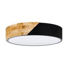 Eglo US Stocking 99388A - 2 LT Ceiling Light w/ Black Fabric & Wood Finish & White Plastic Diffuser