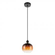 Eglo US Stocking 99614A - 1 LT Pendant w/Black Finish & Vaporized Amber Glass Shade
