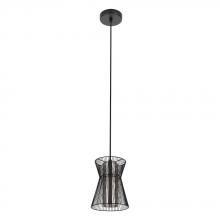 Eglo US Stocking 99633A - 1 LT Pendant w/ Black Metal Frame & Transparent Smoked Glass Shade
