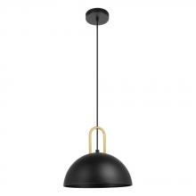 Eglo US Stocking 99693A - 1 LT Pendant w/ a Structured Black Finish & Brushed Brass Accents