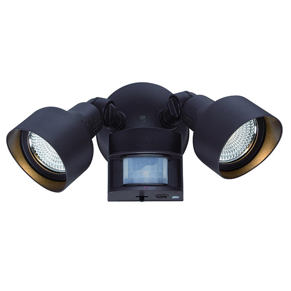 Motion Activated LED Floodlights Collection 2-Light Outdoor Architectural  Bronze Light Fixture LFL2ABZM SHE Lighting