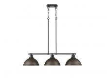 Golden 3602-3LP BLK-RBZ - Duncan Small Pendant with Chain in Matte Black with Clear Glass