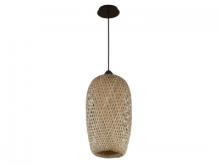 Avenue Lighting HF1002-BW - Tulum 1 Light Bamboo Wicker And Black Pendant