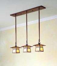 Arroyo Craftsman CICH-8/3HF-BK - 8" carmel 3 light in-line chandelier with hillcrest overlay
