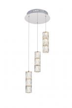 Elegant 3500D3RC - Polaris LED light Chrome Pendant Clear Crystal