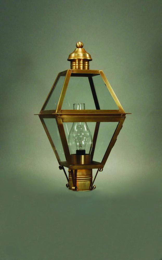Post Dark Brass 3 Candelabra Sockets Frosted Glass