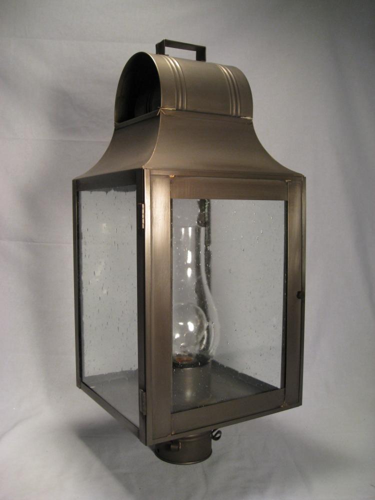 Culvert Top Post Dark Brass 3 Candelabra Sockets Clear Glass