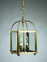 Northeast Lantern 6812-DB-LT2-CLR - Square Corners Hanging Dark Brass 2 Candelabra Sockets Clear Glass